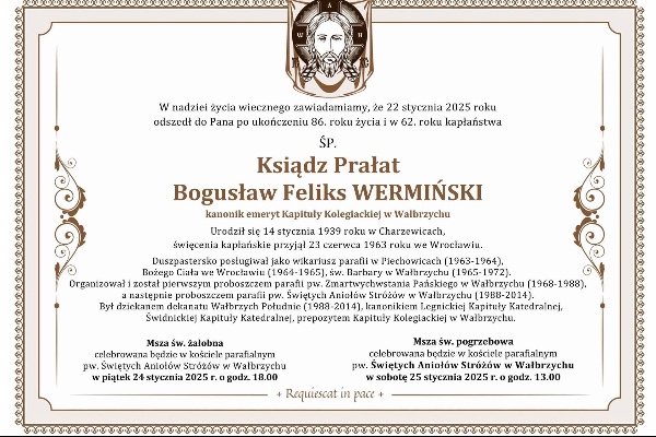 Zmarł ksiądz Bogusław Wermiński